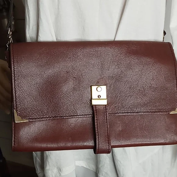 Vintage Passport/Document Leather Crossbody - Brown w/Brass Hardware